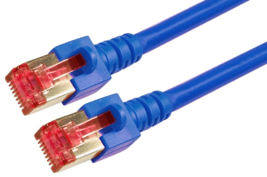Patch cable, RJ45 plug, straight to RJ45 plug, straight, Cat 6, S/FTP, LSZH, 7.5 m, blue