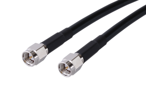 Coaxial Cable, SMA plug (straight) to SMA plug (straight), 50 Ω, RG-58C/U, grommet black, 5 m