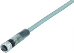 Sensor actuator cable, M8-cable socket, straight to open end, 3 pole, 2 m, PVC, gray, 4 A, 77 3606 0000 20003-0200