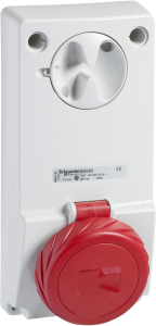 CEE surface-mounted socket, 4 pole, 16 A/380-415 V, red, 6 h, IP65, 82085