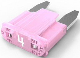 Automotive flat fuse, 4 A, 58 V, pink, (L x W x H) 10.9 x 3.8 x 8.8 mm, 0997004.WXN