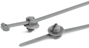 Cable tie with plug-in foot, polyamide, (L x W) 200 x 4.6 mm, bundle-Ø 1 to 45 mm, gray, -40 to 150 °C
