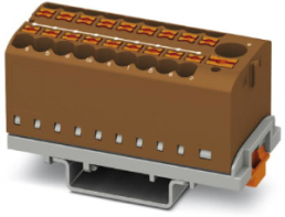 Distribution block, push-in connection, 0.14-4.0 mm², 19 pole, 24 A, 8 kV, brown, 3273120
