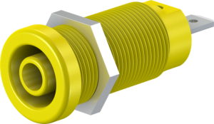4 mm socket, flat plug connection, mounting Ø 12.2 mm, CAT IV, yellow, 66.9665-24