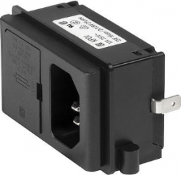 Combination element C14, screw mounting, PCB connection, black, KP01.1353.01
