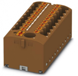 Distribution block, push-in connection, 0.14-4.0 mm², 19 pole, 24 A, 6 kV, brown, 3273384