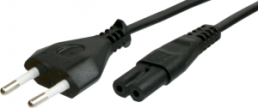 Device connection line, Europe, plug type C, straight on C7 jack, straight, H03VVH2-F2x0.75mm², black, 1.8 m