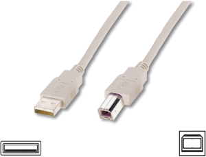 USB 2.0 Adapter cable, USB plug type A to USB plug type B, 1 m, beige