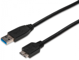 USB 3.0 Adapter cable, USB plug type A to micro USB plug type B, 1.8 m, black