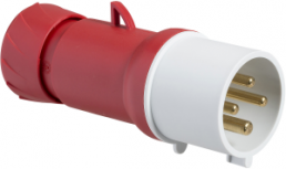 CEE plug, 4 pole, 32 A/380-415 V, red, 6 h, IP44, PKE32M434