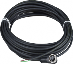 Sensor actuator cable, cable socket, angled to open end, 3 pole, 2 m, PUR, black, 4 A, XZCP1965L2