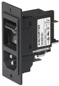 Combination element C14 or C18, 3 pole/2 pole, screw mounting, plug-in connection, black, 3-109-715