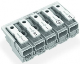 Mains connection terminal, 5 pole, 0.5-2.5 mm², clamping points: 25, white, push-in wire connection, 24 A