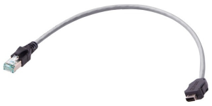 Patch cable, ix industrial type A plug, straight to RJ45 plug, straight, Cat 6A, S/FTP, LSZH, 2 m, gray