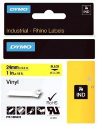 Labelling tape cartridge, 24 mm, tape yellow, font black, 5.5 m, 1805431