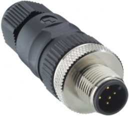 Plug, M12, 4 pole, screw connection, screw locking, straight, 1250 04 T9