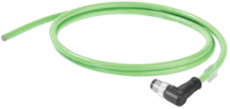 PROFINET cable, M12-plug, angled to open end, Cat 5e, SF/UTP, PUR, 1.5 m, green