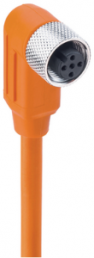 Sensor actuator cable, M12-cable socket, angled to open end, 5 pole, 2 m, PVC, orange, 4 A, 934703017