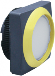 Pushbutton switch, illuminable, latching, waistband square, white, front ring yellow, mounting Ø 22.3 mm, 1.30.270.961/2204