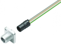 Sensor actuator cable, M12-flange plug, straight to open end, 5 pole, 0.2 m, brass, 4 A, 99 3443 100 05