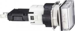 Signal light, waistband square, white, front ring black, mounting Ø 16 mm, XB6CV1BB