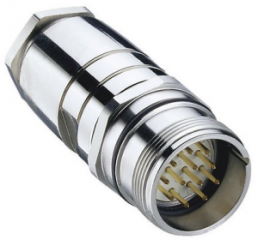 Plug, M23, 12 pole, solder connection, screw locking, straight, 7188