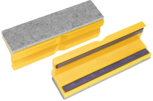 Protection jaws felt/plastic 150 mm yellow, with magnetic bar (pair), 9-900-S6150