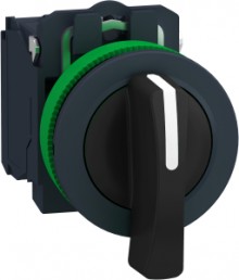 Selector switch, unlit, latching, waistband round, black, front ring black, 3 x 45°, mounting Ø 30.5 mm, XB5FJ33