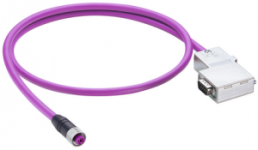 Sensor actuator cable, D-Sub-Cable plug, straight to M12-cable socket, straight, 9 pole, 0.6 m, PUR, purple, 86915
