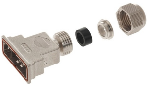 D-Sub connector housing, size: 2 (DA), straight 180°, cable Ø 6 to 8 mm, thermoplastic, shielded, silver, 09670150538