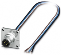 Sensor actuator cable, M12-flange plug, straight to open end, 4 pole, 0.5 m, 4 A, 1419784