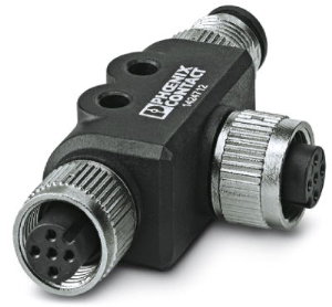 Adapter, 2 x M12 (5 pole, socket/plug) to M12 (5 pole, socket), T-shape, 1424712