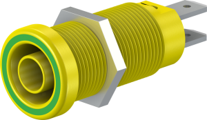 4 mm socket, flat plug connection, mounting Ø 12.2 mm, CAT IV, yellow/green, 66.9131-20