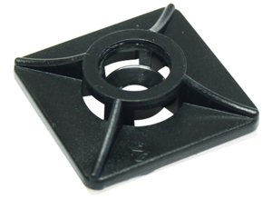 Mounting socket, ABS, black, self-adhesive, (L x W x H) 19 x 19 x 6 mm