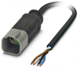 Sensor actuator cable, Cable plug to open end, 4 pole, 1.5 m, PUR, black, 8 A, 1415012