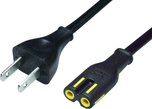Device connection line, North America, plug type A, straight on C7 jack, straight, SPT-2 2 x AWG 18, black, 500 mm