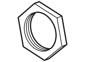 Hexagon nut, M10, Brass, External hexagon