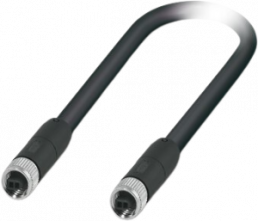 Sensor actuator cable, M8-SPE cable socket, straight to M8-SPE cable socket, straight, 2 pole, 2 m, PVC, black, 1217530