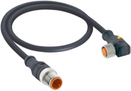 Sensor actuator cable, M12-cable plug, straight to M8-cable socket, angled, 3 pole, 0.3 m, PUR, black, 4 A, 1210 0806 03 L1 300 0,3M