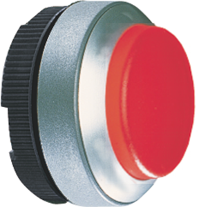 Pushbutton switch, illuminable, latching, waistband round, red, front ring silver, mounting Ø 22.3 mm, 1.30.270.231/2300