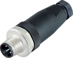 Plug, M12, 4 pole, screw connection, screw locking, straight, 99 0429 15 04