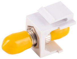 Fiber optic connector, ST simplex socket to ST simplex socket, OS1/OS2, singlemode, ceramic, yellow, BS08-10220