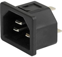 Plug C22, 3 pole, screw mounting, solder connection, black, 6173.0001