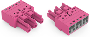 Socket, 3 pole, spring-clamp connection, 0.5-4.0 mm², pink, 770-283/082-000