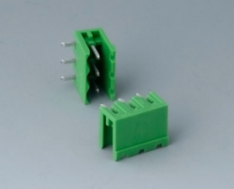 Pin header, 3 pole, pitch 5.08 mm, angled, green, B6600222
