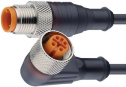 Sensor actuator cable, M12-cable plug, straight to M12-cable socket, angled, 5 pole, 7.5 m, PUR, black, 4 A, 1833
