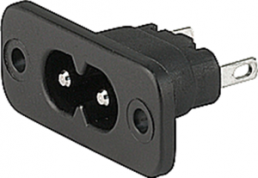 Plug C8, 2 pole, screw mounting, plug-in connection, black, 6160.0007