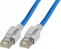 Patch cable with illuminated plugs, RJ45 plug, straight to RJ45 plug, straight, Cat 6A, S/FTP, LSZH, 5 m, blue