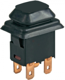 Pushbutton switch, 1 pole, black, unlit , 10 (8) A/250 VAC, 12 (8) A/250 VAC, 16 (4) A/250 VAC, mounting Ø 12 mm, IP66/IP67, 1683.8101