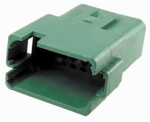 Plug, unequipped, 12 pole, straight, 2 rows, green, DT04-12PC-B016